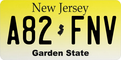 NJ license plate A82FNV