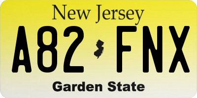 NJ license plate A82FNX