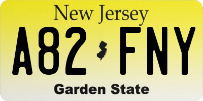 NJ license plate A82FNY