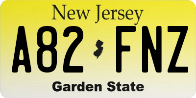NJ license plate A82FNZ