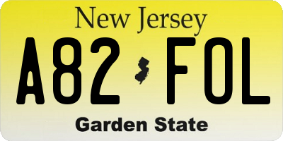 NJ license plate A82FOL