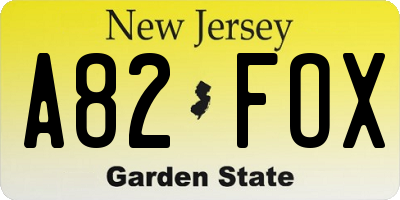 NJ license plate A82FOX