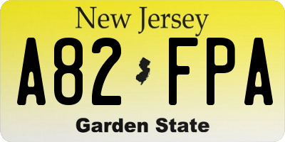 NJ license plate A82FPA