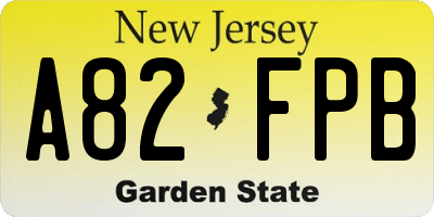 NJ license plate A82FPB