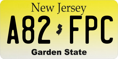 NJ license plate A82FPC