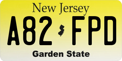 NJ license plate A82FPD