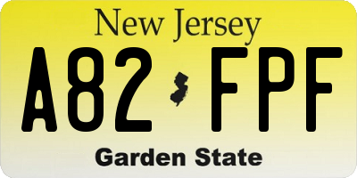 NJ license plate A82FPF