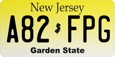 NJ license plate A82FPG