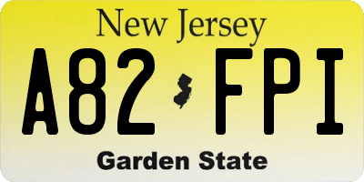 NJ license plate A82FPI