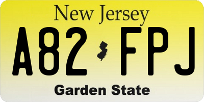 NJ license plate A82FPJ