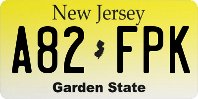 NJ license plate A82FPK