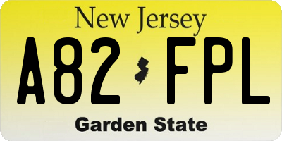 NJ license plate A82FPL