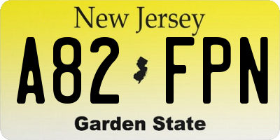 NJ license plate A82FPN