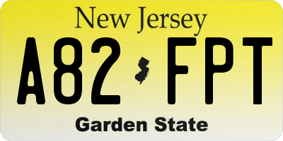 NJ license plate A82FPT