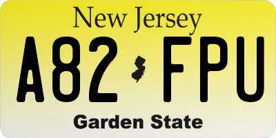 NJ license plate A82FPU