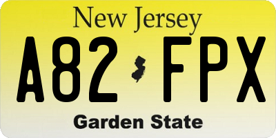 NJ license plate A82FPX