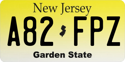 NJ license plate A82FPZ