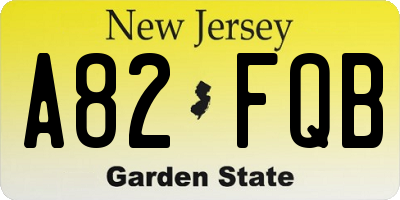 NJ license plate A82FQB