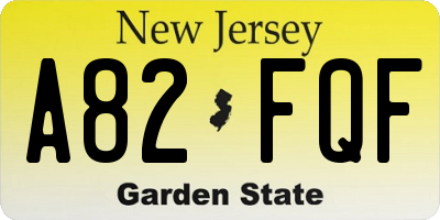 NJ license plate A82FQF