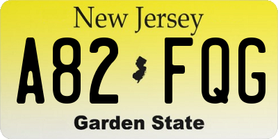 NJ license plate A82FQG