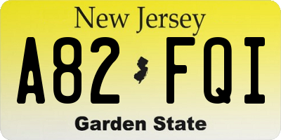 NJ license plate A82FQI