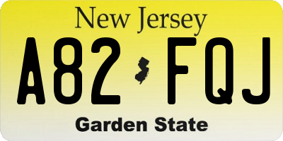 NJ license plate A82FQJ