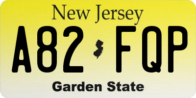 NJ license plate A82FQP