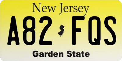 NJ license plate A82FQS