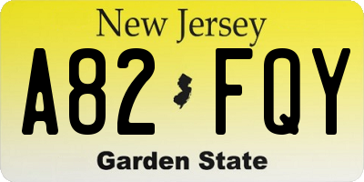 NJ license plate A82FQY