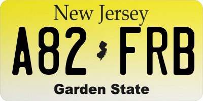 NJ license plate A82FRB