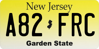 NJ license plate A82FRC