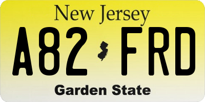 NJ license plate A82FRD