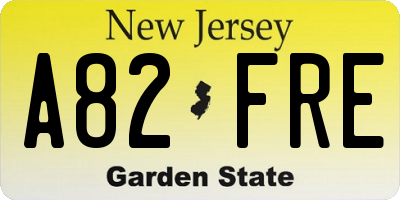 NJ license plate A82FRE
