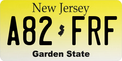 NJ license plate A82FRF