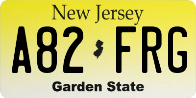 NJ license plate A82FRG