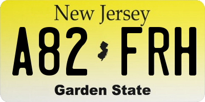 NJ license plate A82FRH