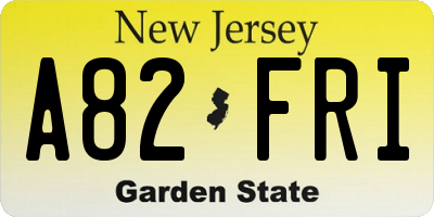 NJ license plate A82FRI