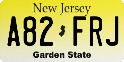 NJ license plate A82FRJ