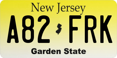 NJ license plate A82FRK