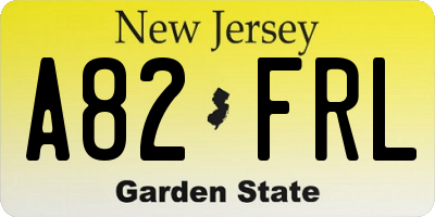 NJ license plate A82FRL