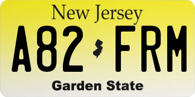 NJ license plate A82FRM
