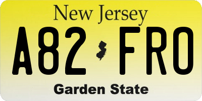 NJ license plate A82FRO