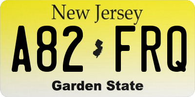 NJ license plate A82FRQ