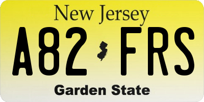 NJ license plate A82FRS