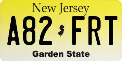 NJ license plate A82FRT