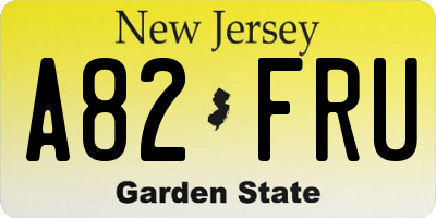 NJ license plate A82FRU