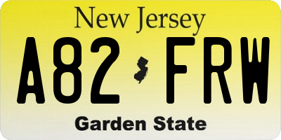 NJ license plate A82FRW