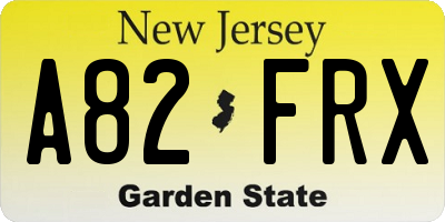 NJ license plate A82FRX