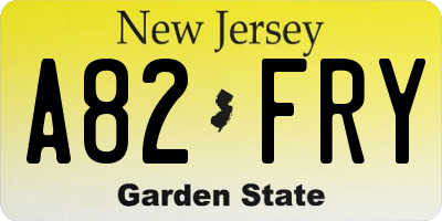 NJ license plate A82FRY