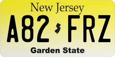 NJ license plate A82FRZ